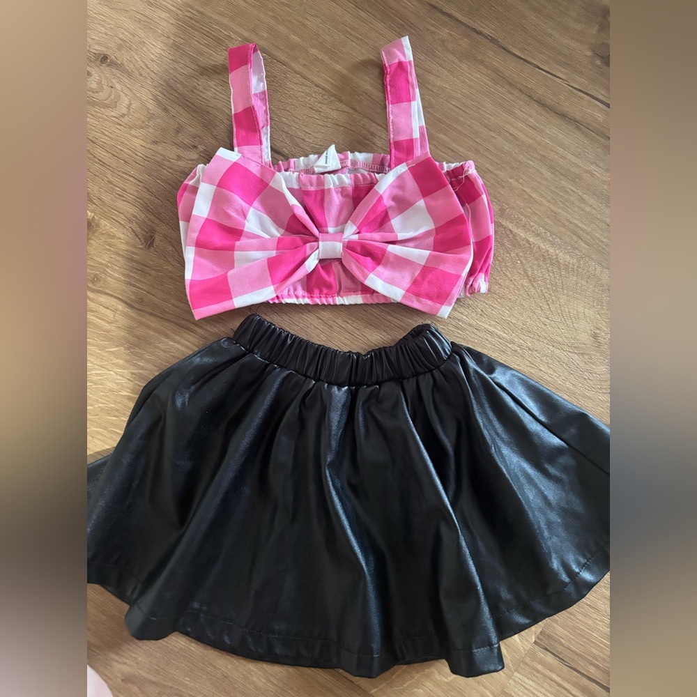 SHEIN Pink and Black Kids Matching Set